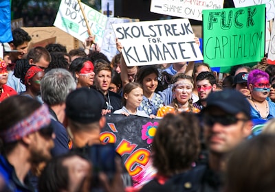 More protestors holding signs