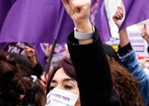 Close up of a protestor's face